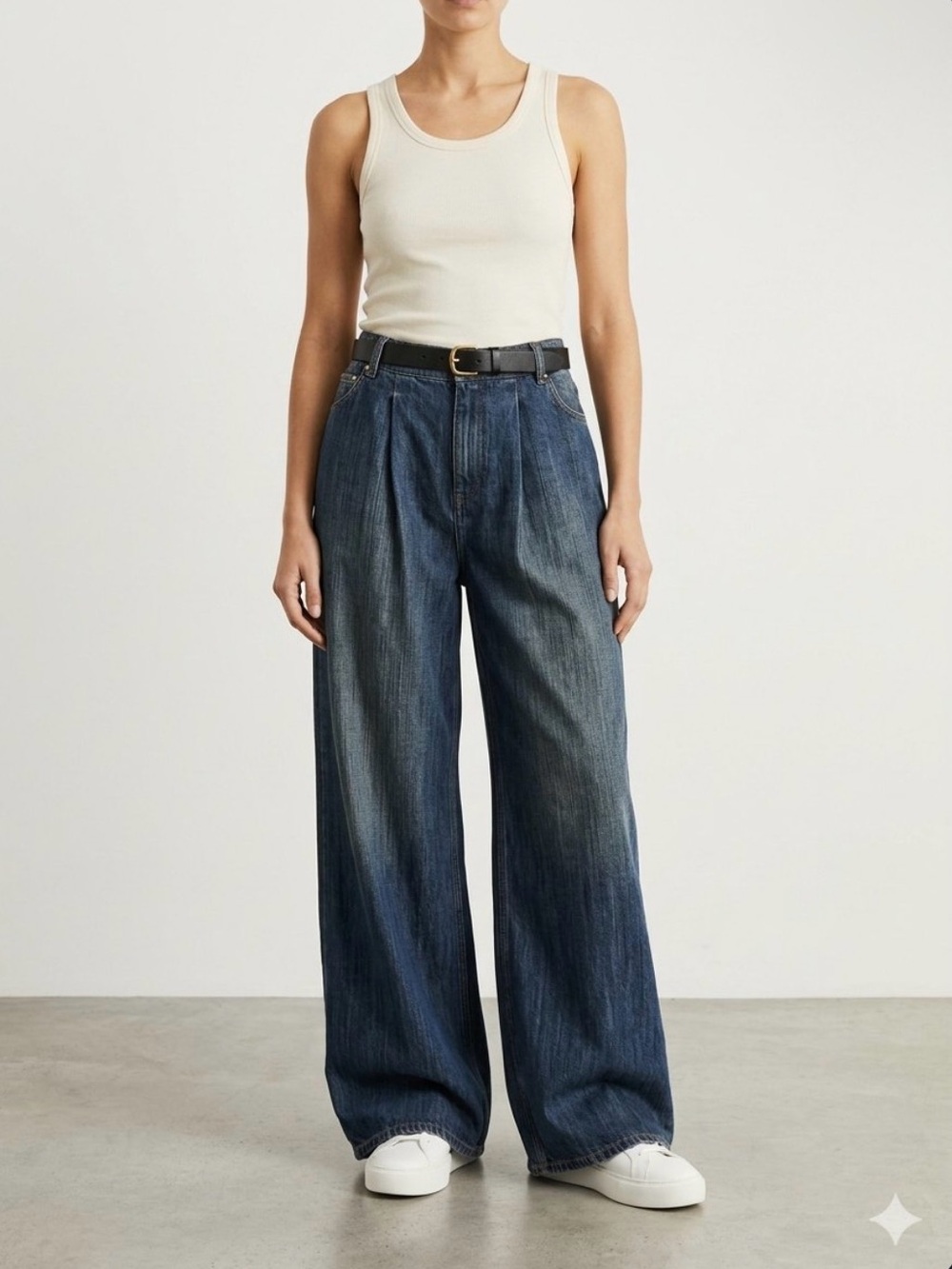 Baykan Denim Jeans Dark Wash Wide Leg Mid Rise NWOT Sample Sz 34